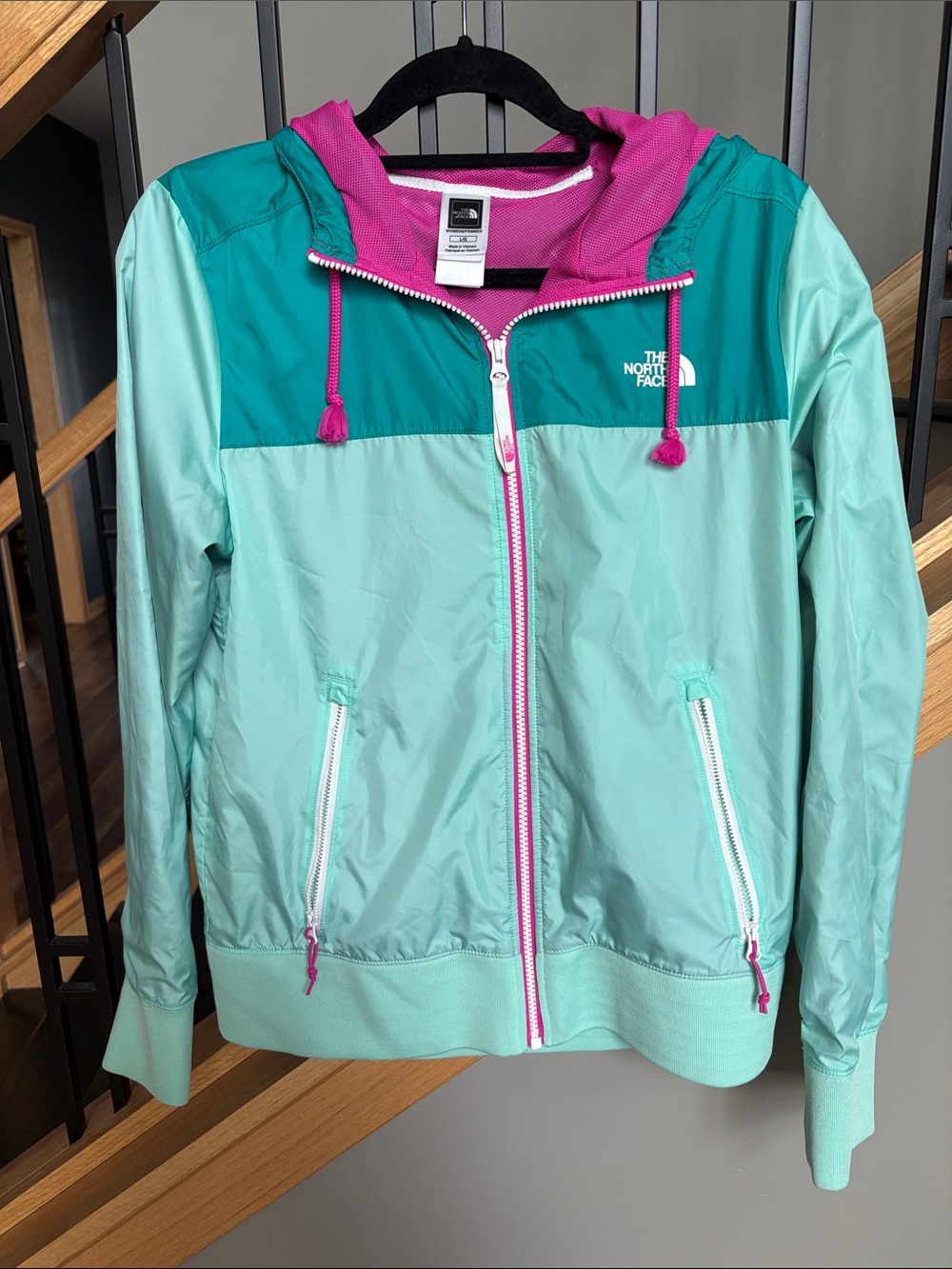 The North Face Teal & Fuschia Colorblock Women’s Jacket, large